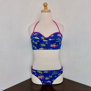 Hollister Y2K Blue Tropical Bikini